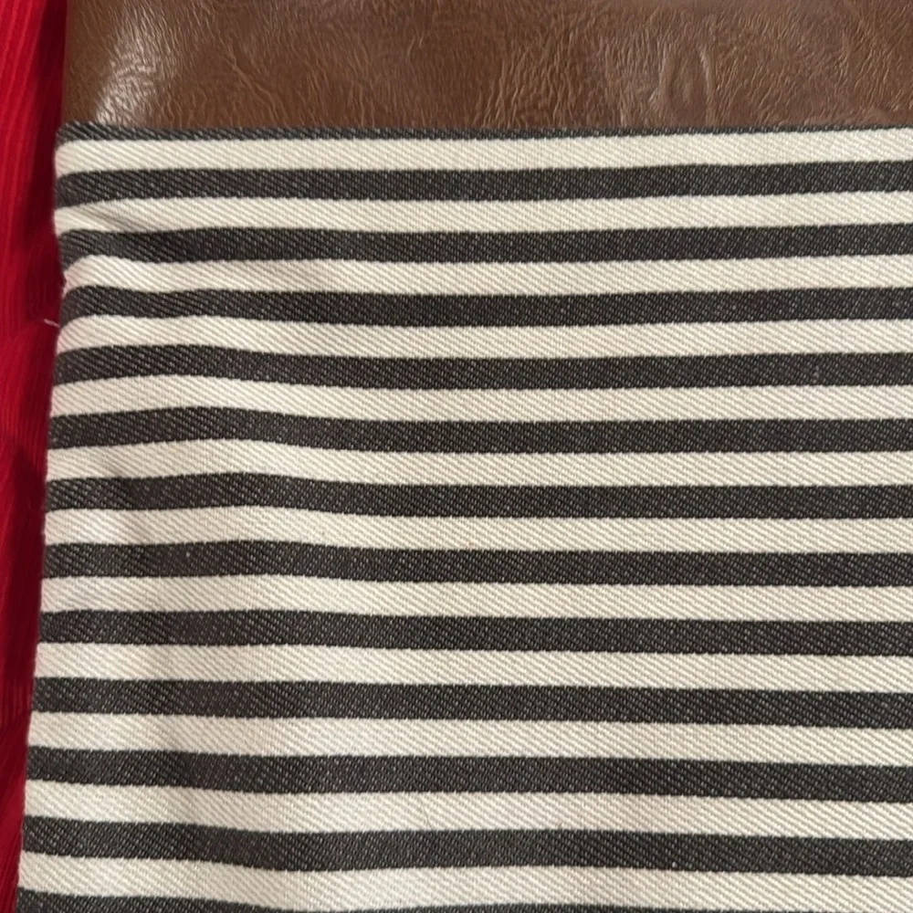 Pillow Cover Striped Denim Leather Like Custom